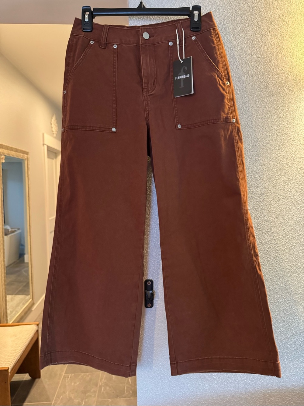 Flamingoals Women’s Wide Leg Jeans - Rust Brown